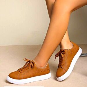 Women's Casual Brown Retro Style Lace-up Sneakers Size 42/10.5